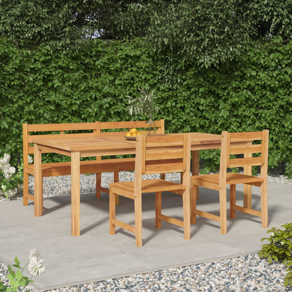 4 Piece Garden Dining Set Solid Wood Teak