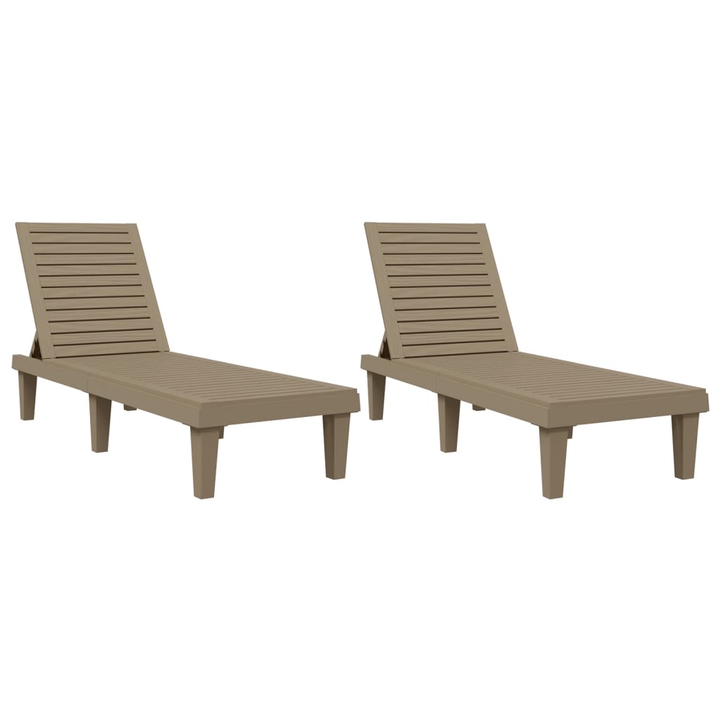 Sun Loungers 2 pcs Light Brown 155x58x83 cm Polypropylene