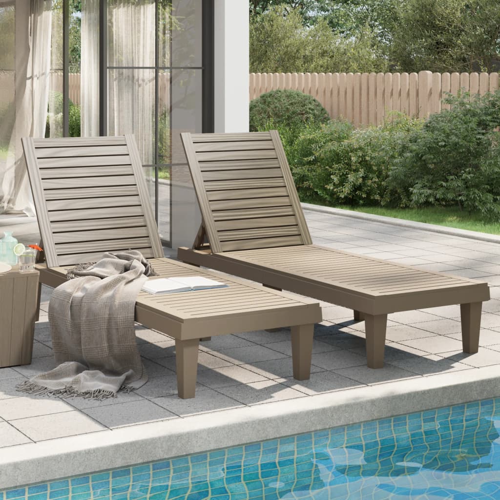 Sun Loungers 2 pcs Light Brown 155x58x83 cm Polypropylene