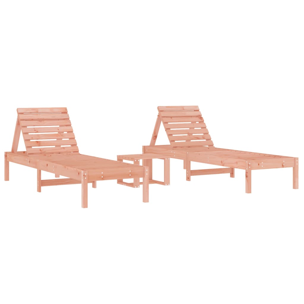 Sun Loungers 2 pcs with Table Solid Wood Douglas