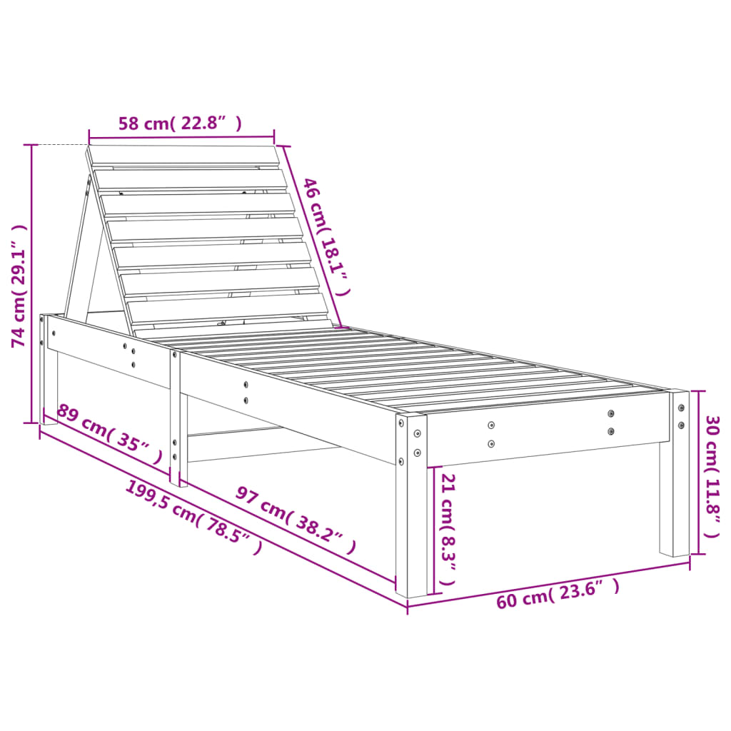 Sun Loungers 2 pcs with Table Solid Wood Douglas