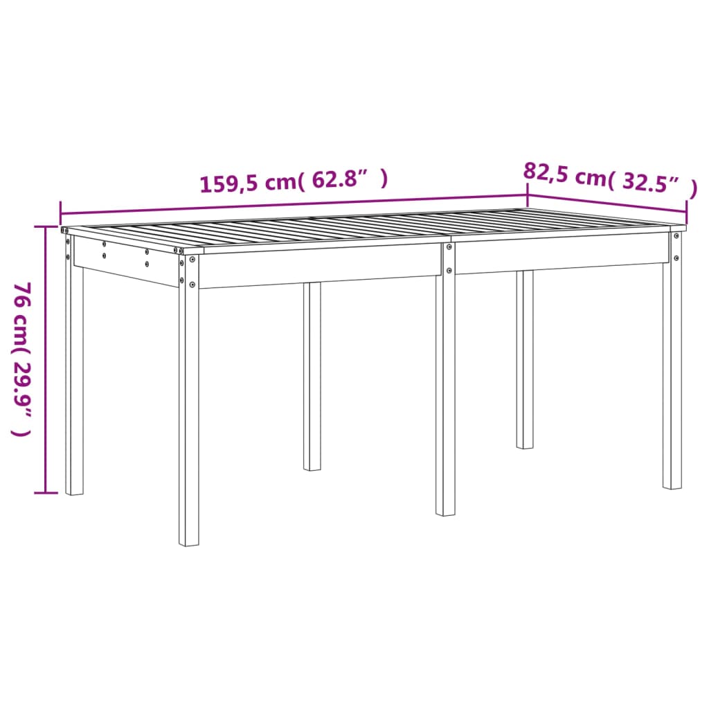 13 Piece Garden Dining Set White Solid Wood Pine