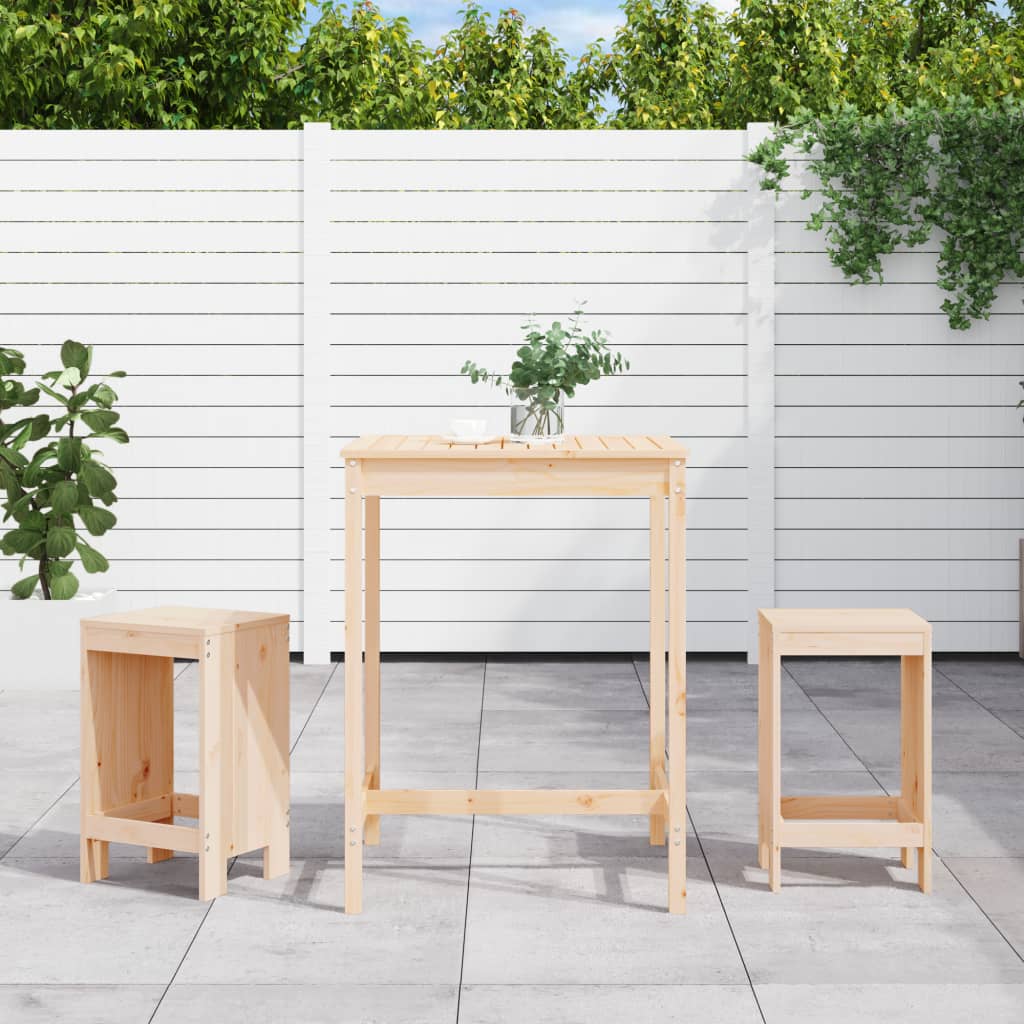 3 Piece Garden Bar Set Solid Wood Pine