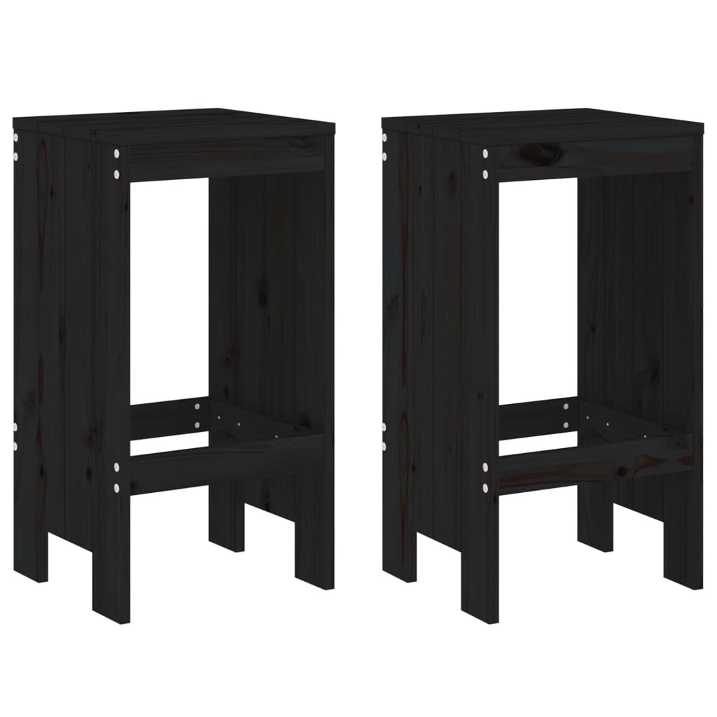 3 Piece Garden Bar Set Black Solid Wood Pine