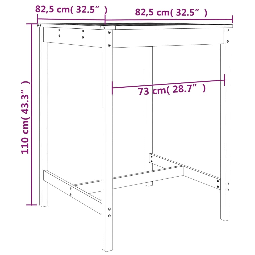 3 Piece Garden Bar Set Solid Wood Douglas