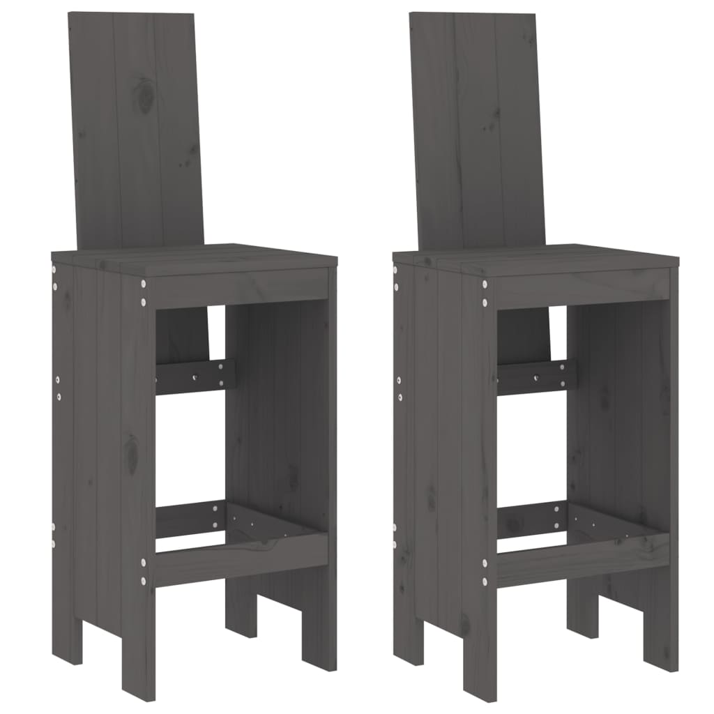 3 Piece Garden Bar Set Grey Solid Wood Pine