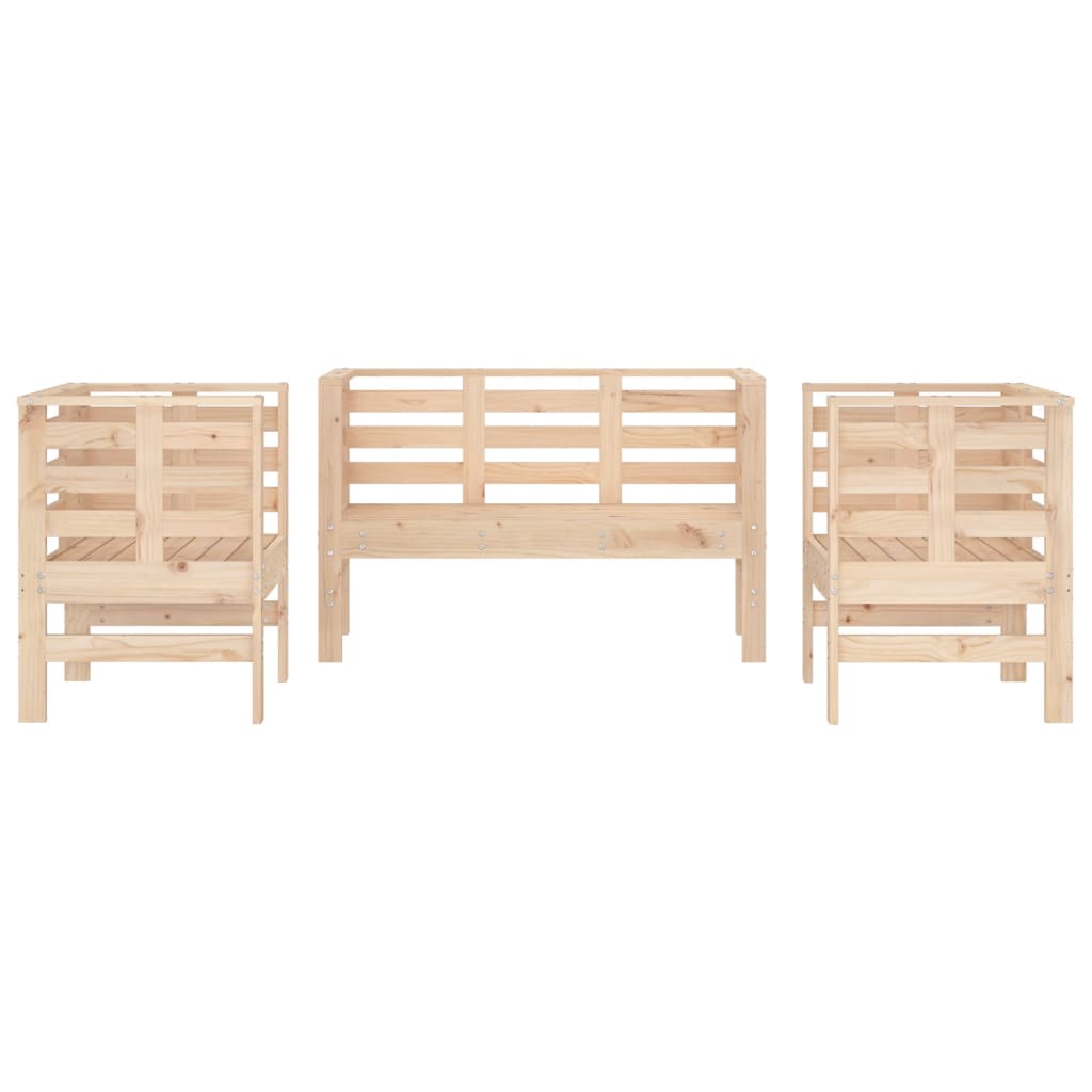 3 Piece Garden Lounge Set Solid Wood Pine