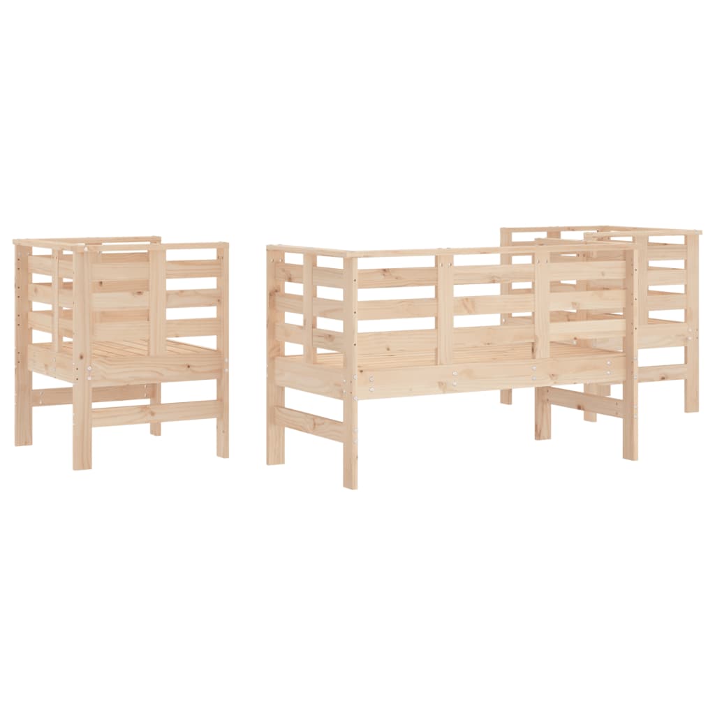 3 Piece Garden Lounge Set Solid Wood Pine