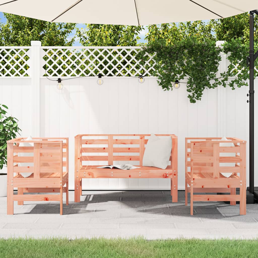 3 Piece Garden Lounge Set Solid Wood Douglas