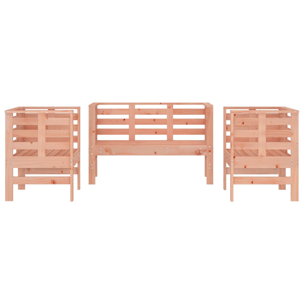 3 Piece Garden Lounge Set Solid Wood Douglas