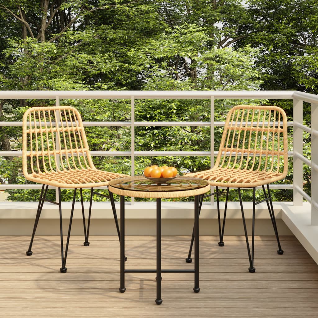 3 Piece Garden Dining Set Poly Rattan