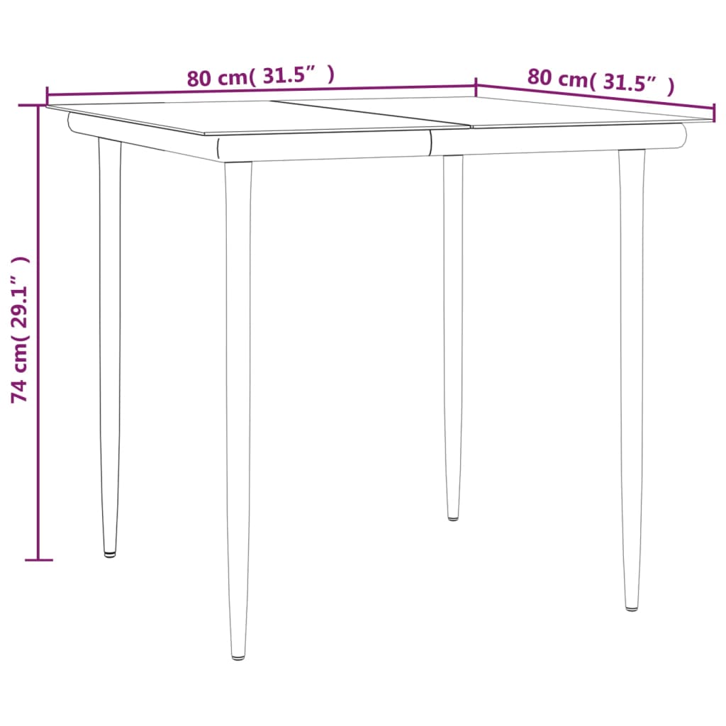 3 Piece Garden Dining Set Black Poly Rattan