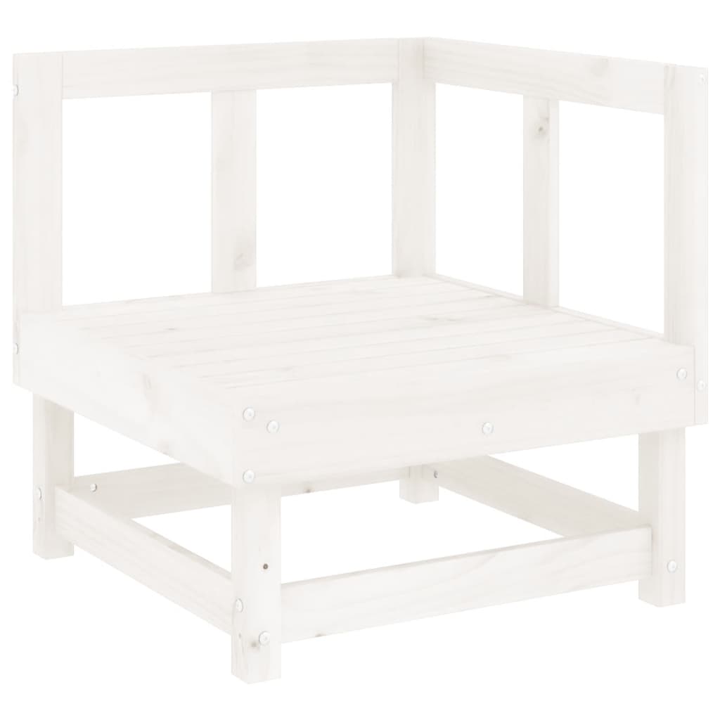 11 Piece Garden Lounge Set White Solid Wood Pine