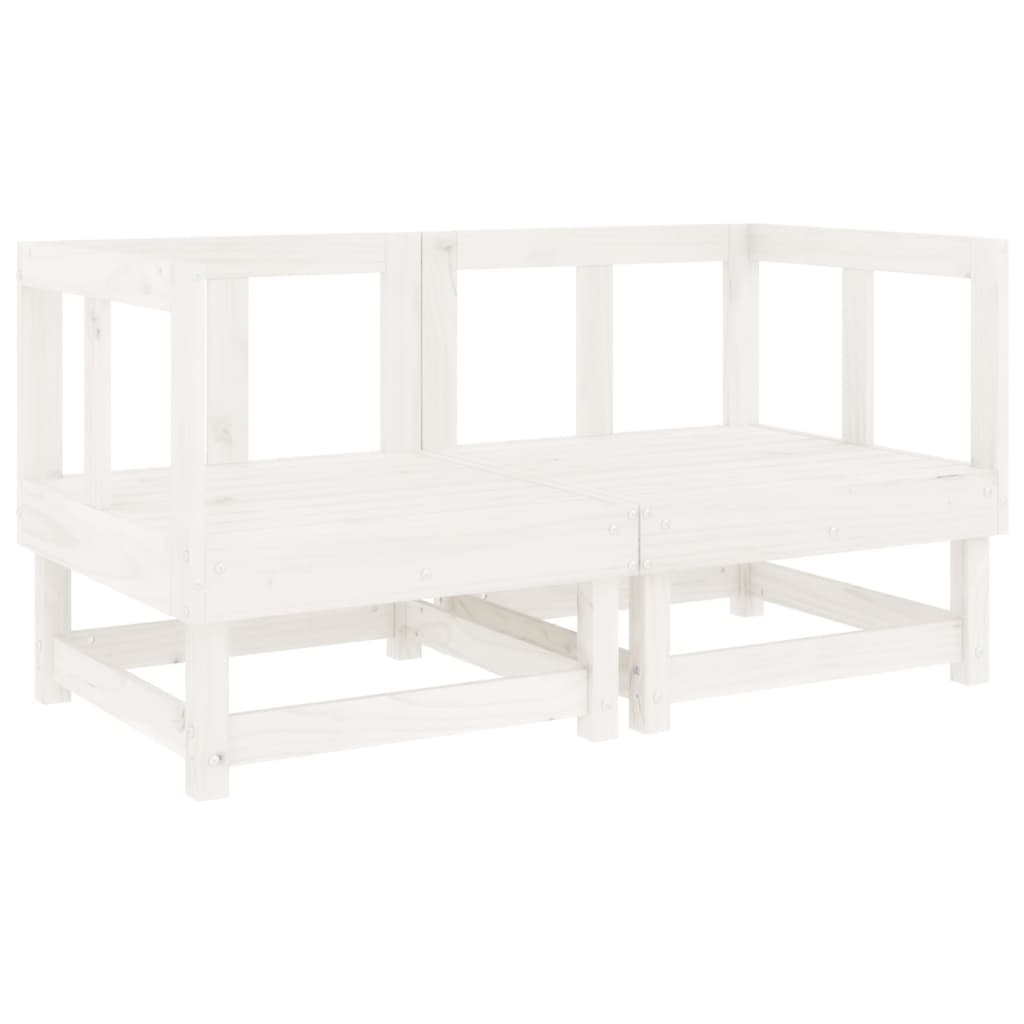 11 Piece Garden Lounge Set White Solid Wood Pine