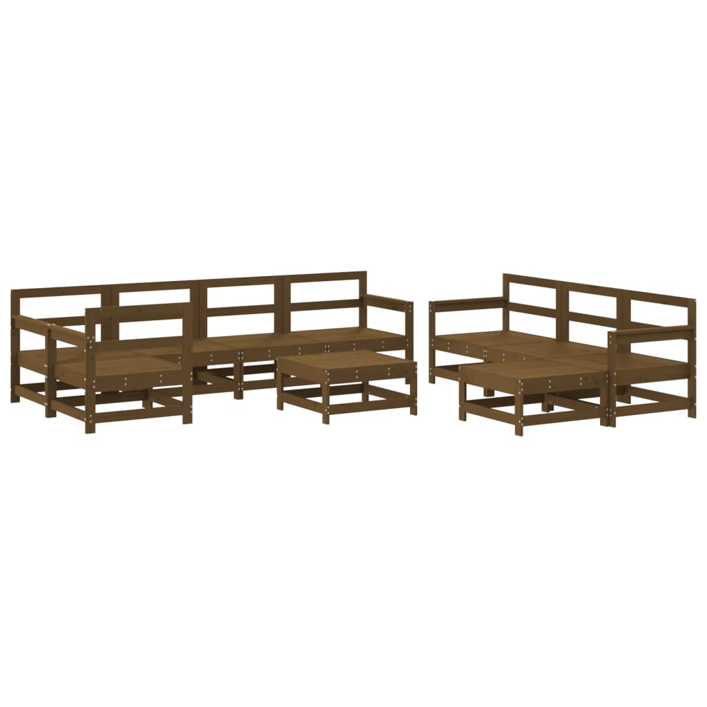 10 Piece Garden Lounge Set Honey Brown Solid Wood Pine