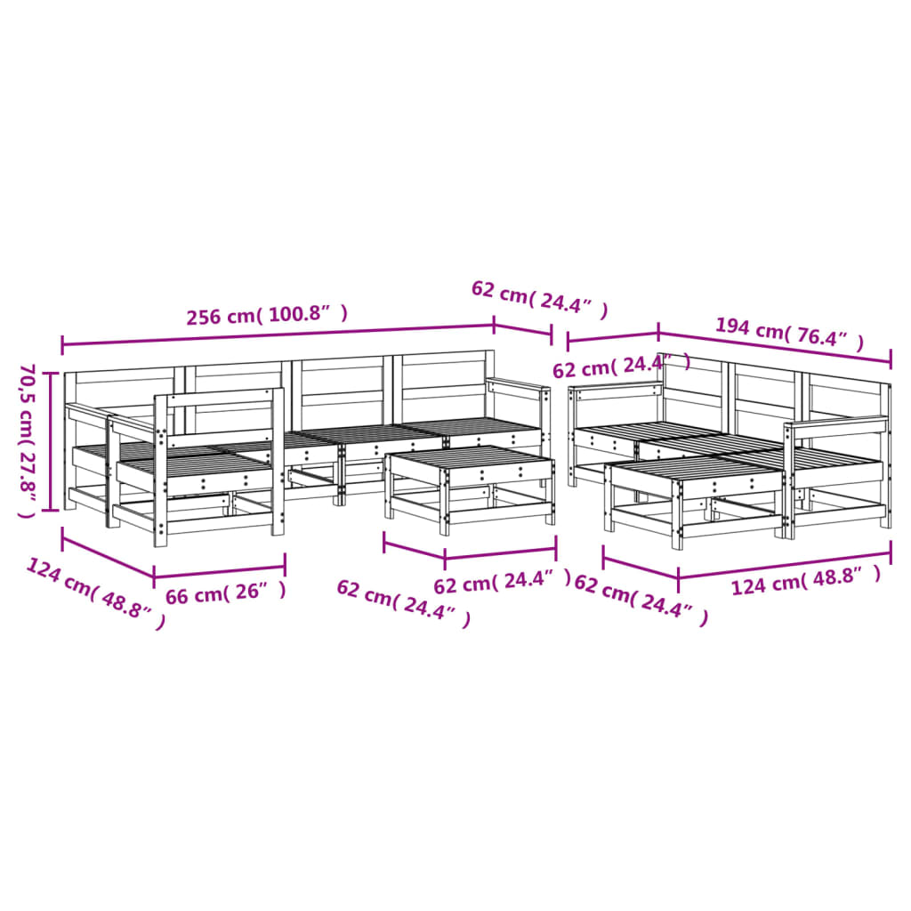 10 Piece Garden Lounge Set Solid Wood Douglas