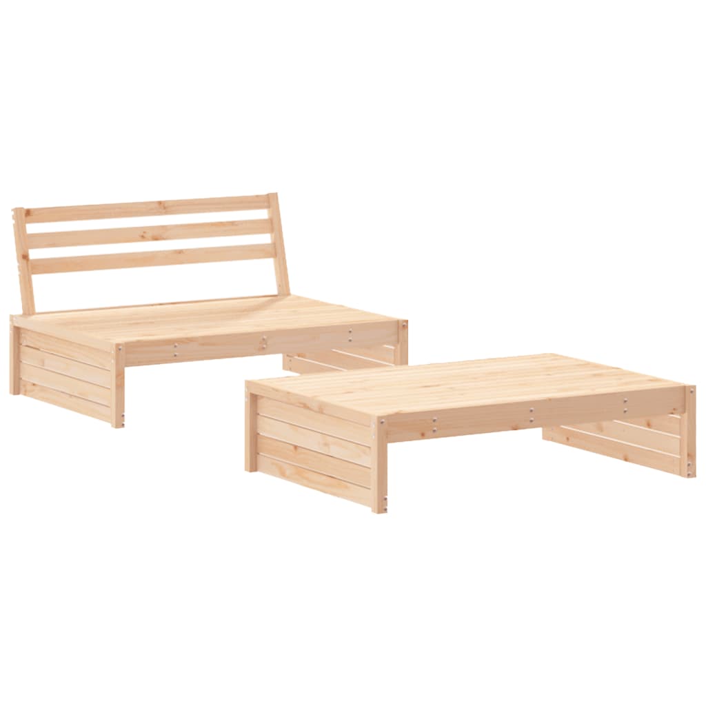 2 Piece Garden Lounge Set Solid Wood Pine