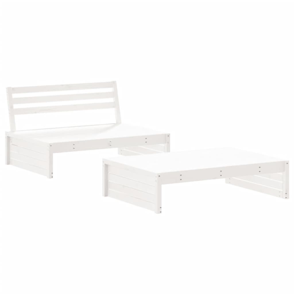 2 Piece Garden Lounge Set White Solid Wood Pine