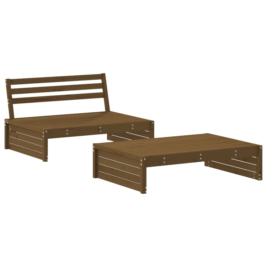 2 Piece Garden Lounge Set Honey Brown Solid Wood Pine