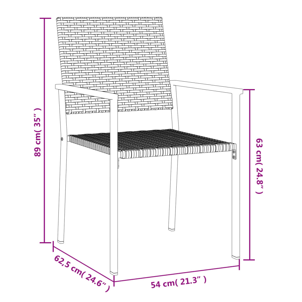 3 Piece Garden Dining Set Poly Rattan and Steel