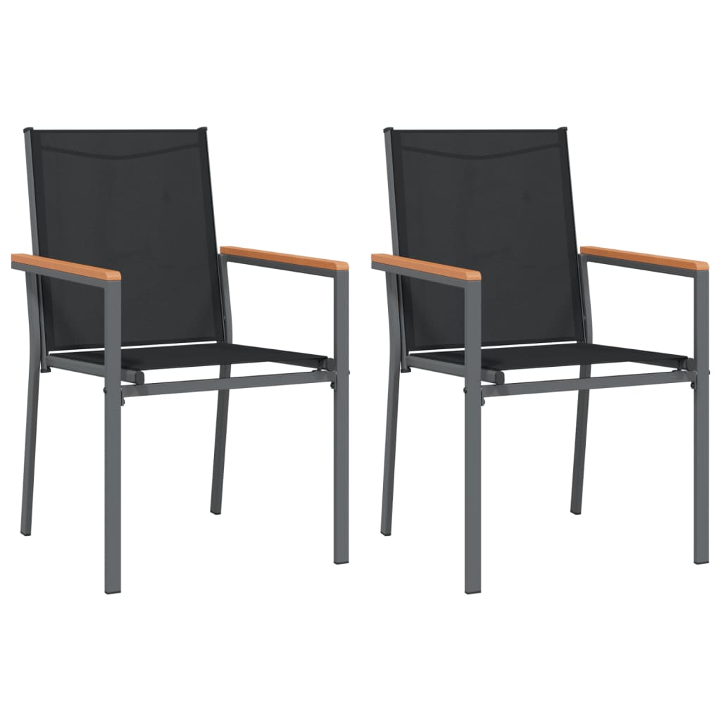 3 Piece Garden Dining Set Black Textilene and Steel