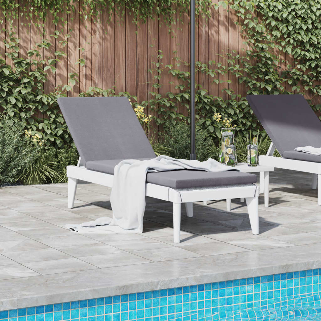 Sun Lounger with Cushion White 186x60x29 cm PP