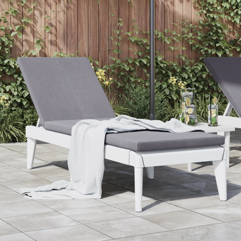 Sun Lounger with Cushion White 186x60x29 cm PP