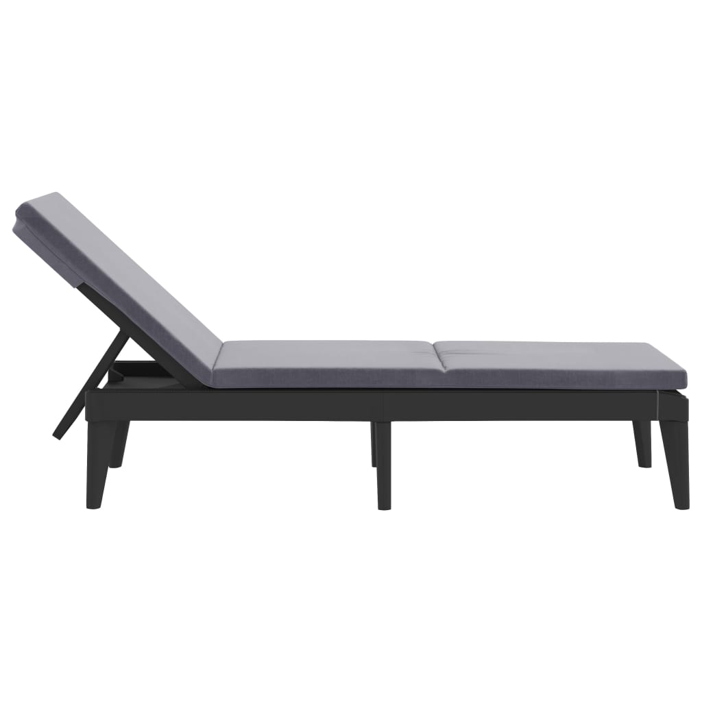 Sun Lounger with Cushion Anthracite 186x60x29 cm PP