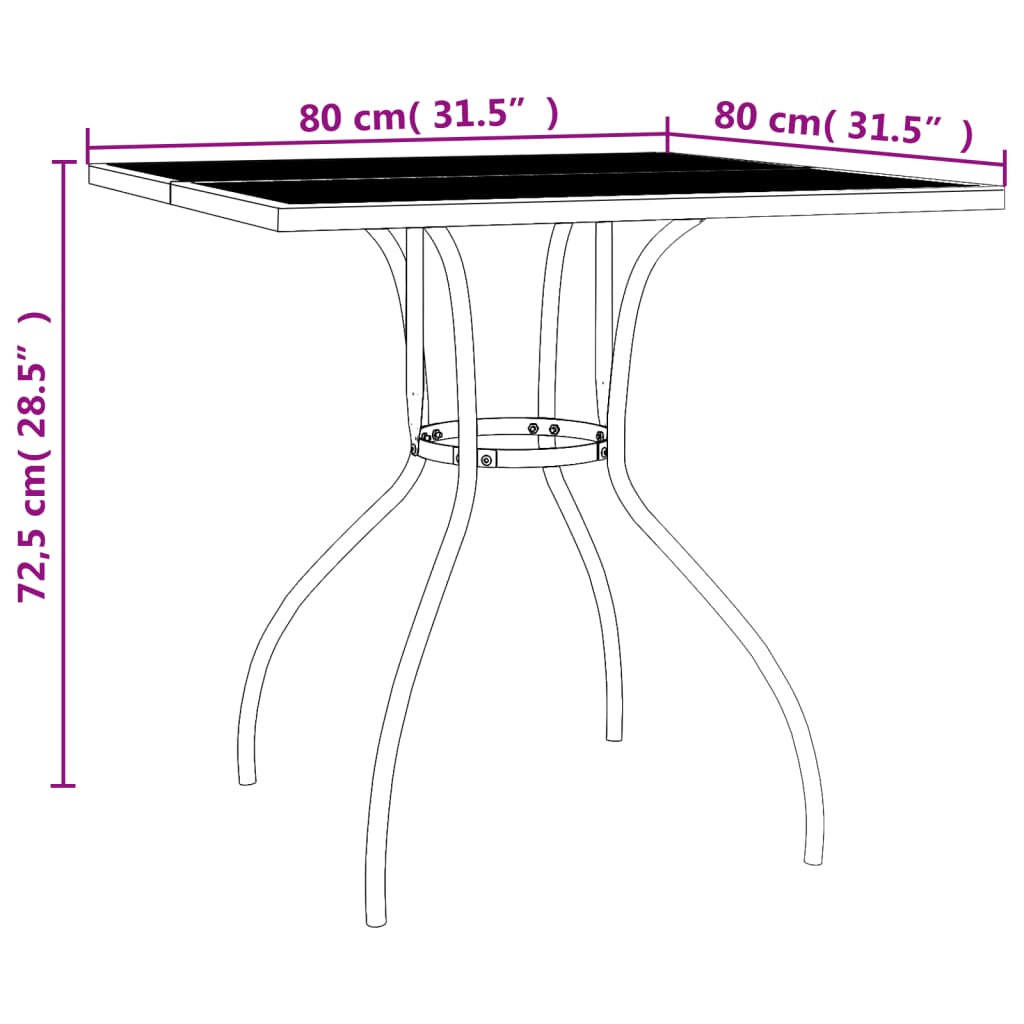 3 Piece Garden Dining Set Anthracite Steel