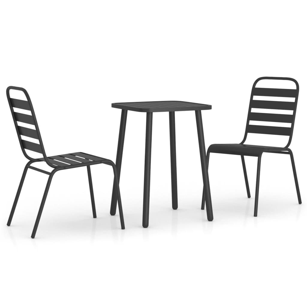 3 Piece Garden Dining Set Anthracite Steel