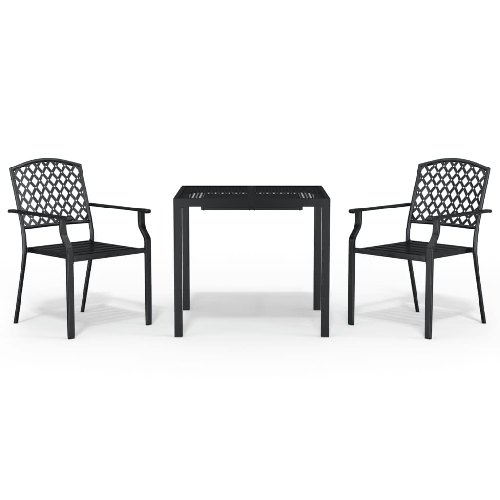 3 Piece Garden Dining Set Anthracite Steel