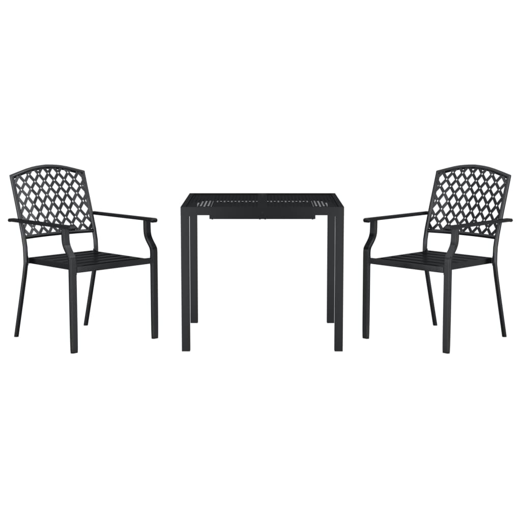 3 Piece Garden Dining Set Anthracite Steel