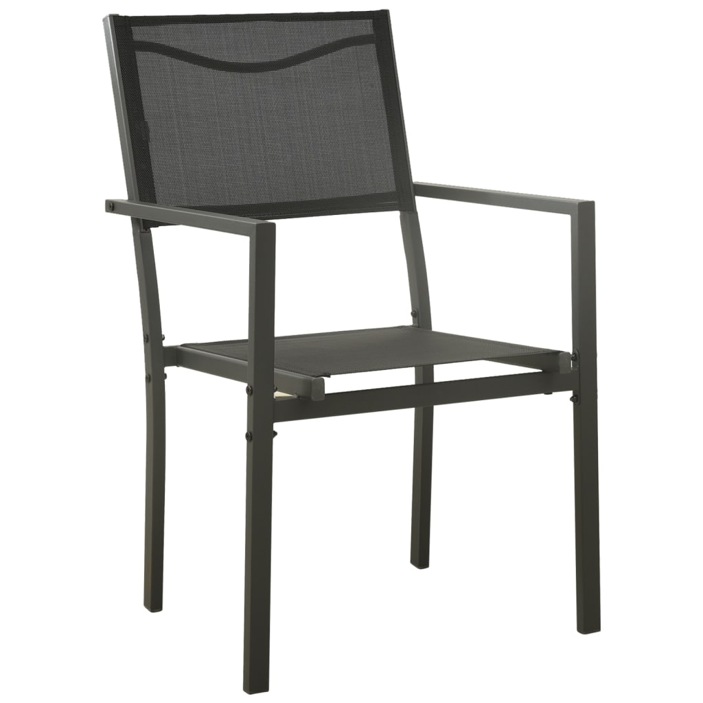 3 Piece Garden Dining Set Black Steel and Textilene