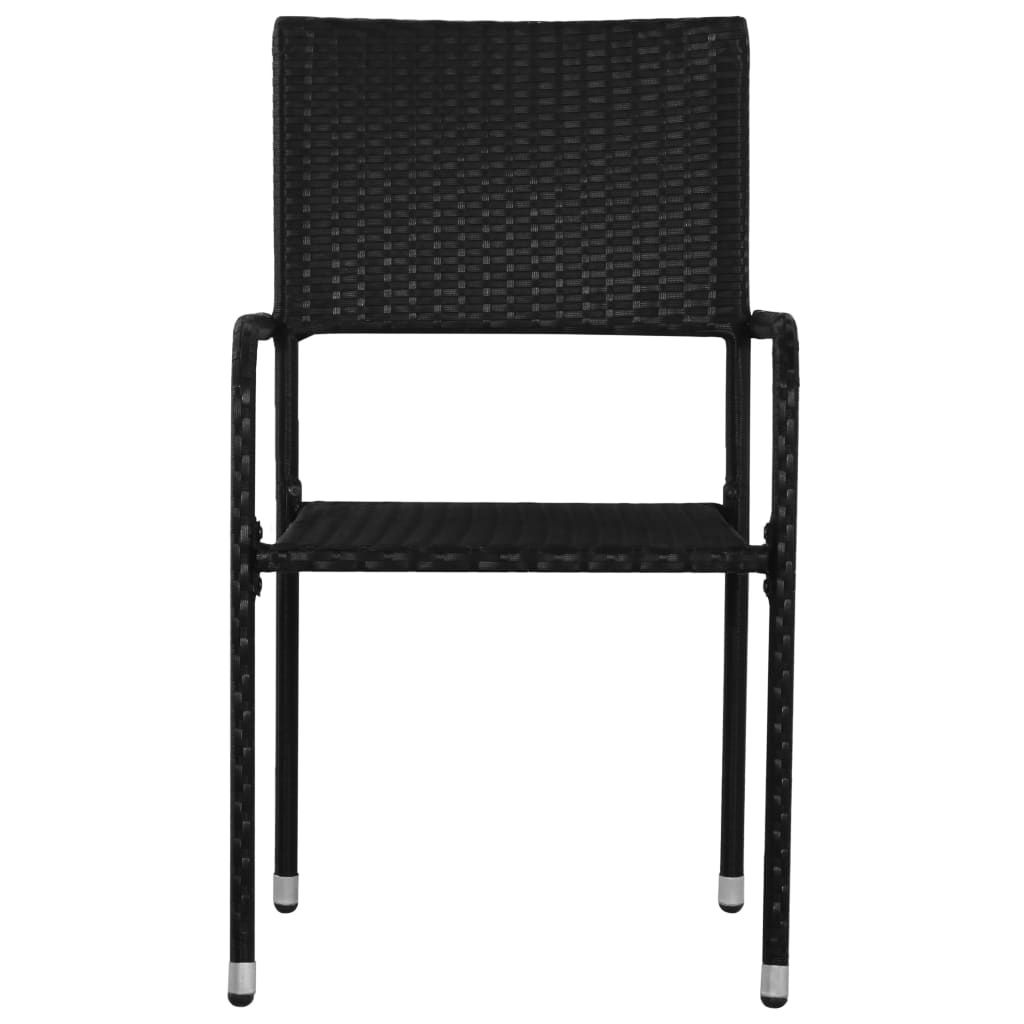 3 Piece Garden Dining Set Black Poly Rattan and Steel