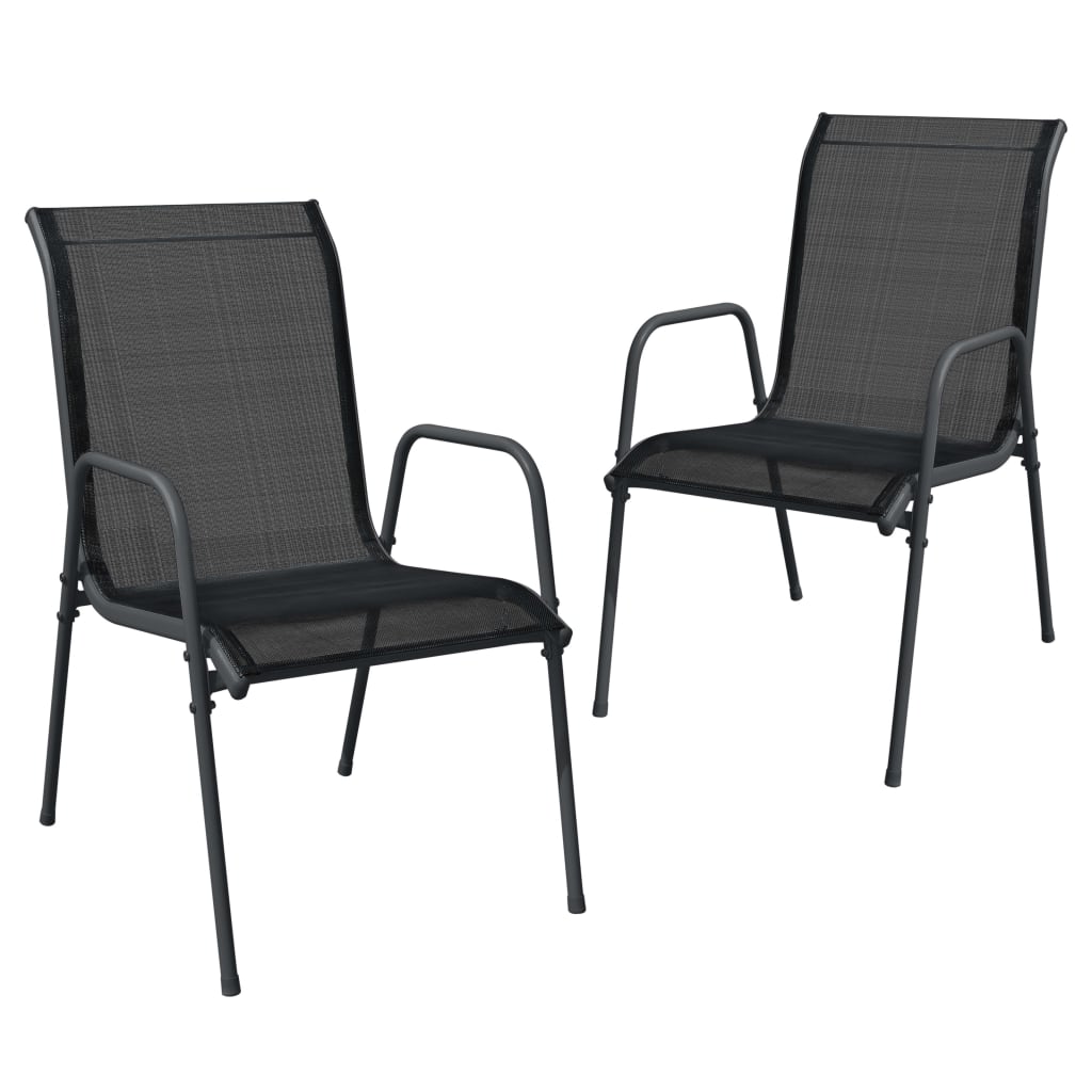 3 Piece Garden Dining Set Black Steel