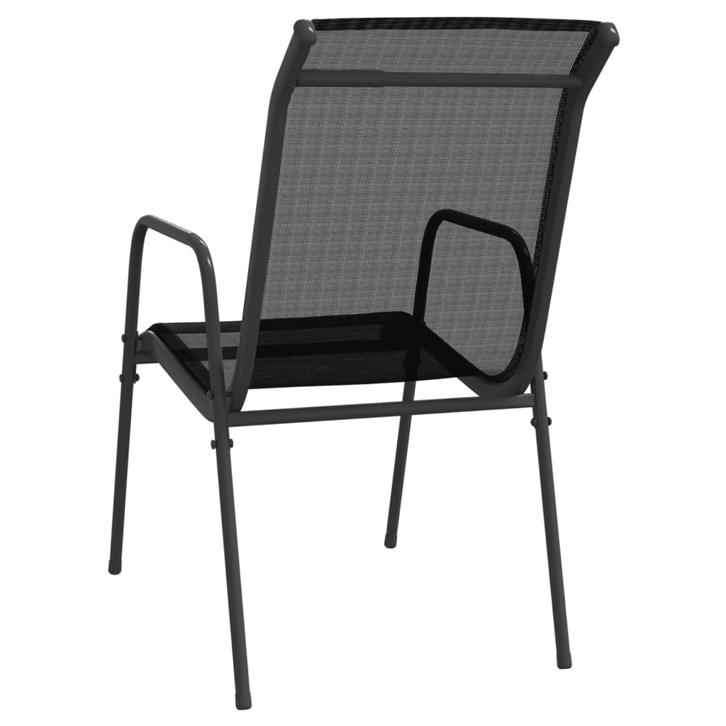 3 Piece Garden Dining Set Black Steel