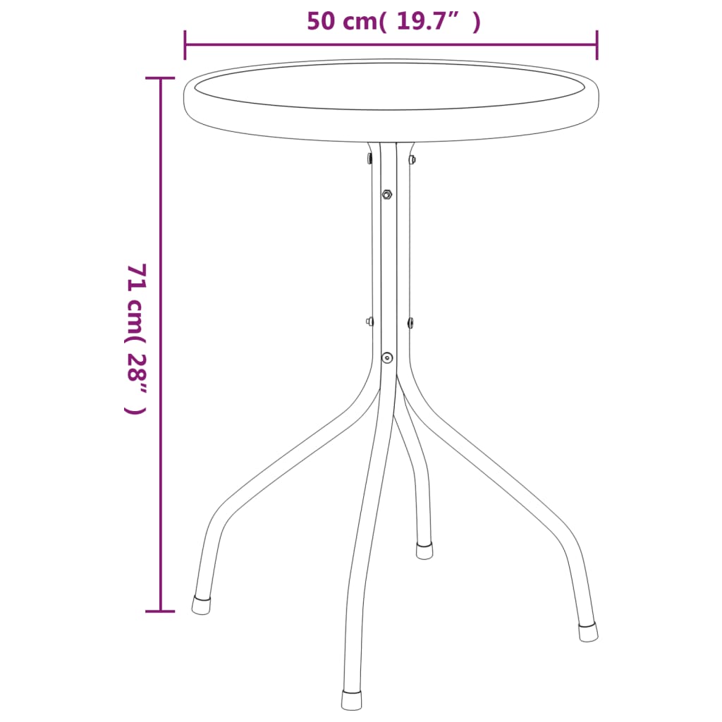 3 Piece Garden Dining Set Black Steel