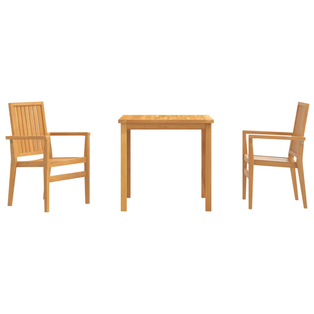 3 Piece Garden Dining Set Solid Wood Teak