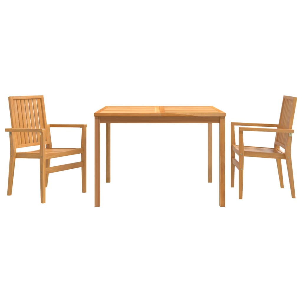 3 Piece Garden Dining Set Solid Wood Teak