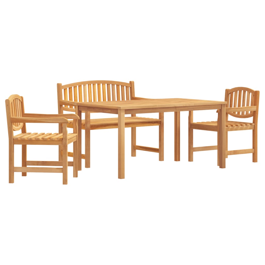 4 Piece Garden Dining Set Solid Wood Teak