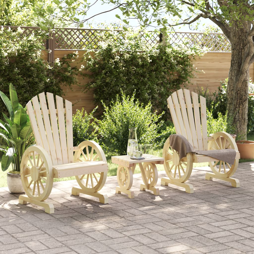 3 Piece Garden Lounge Set Solid Wood Fir