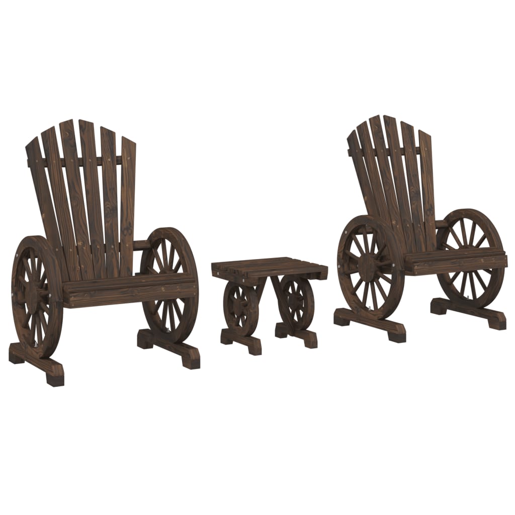 3 Piece Garden Lounge Set Solid Wood Fir