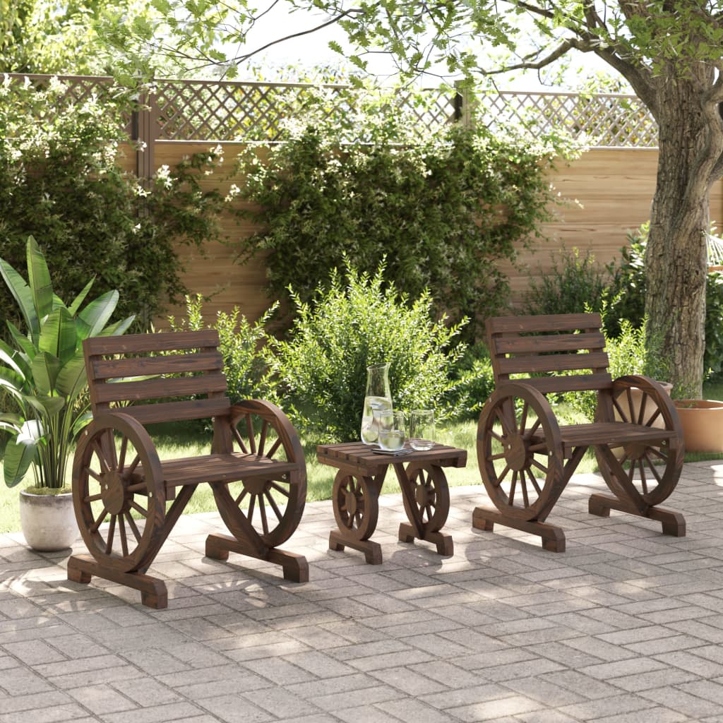 3 Piece Garden Lounge Set Solid Wood Fir