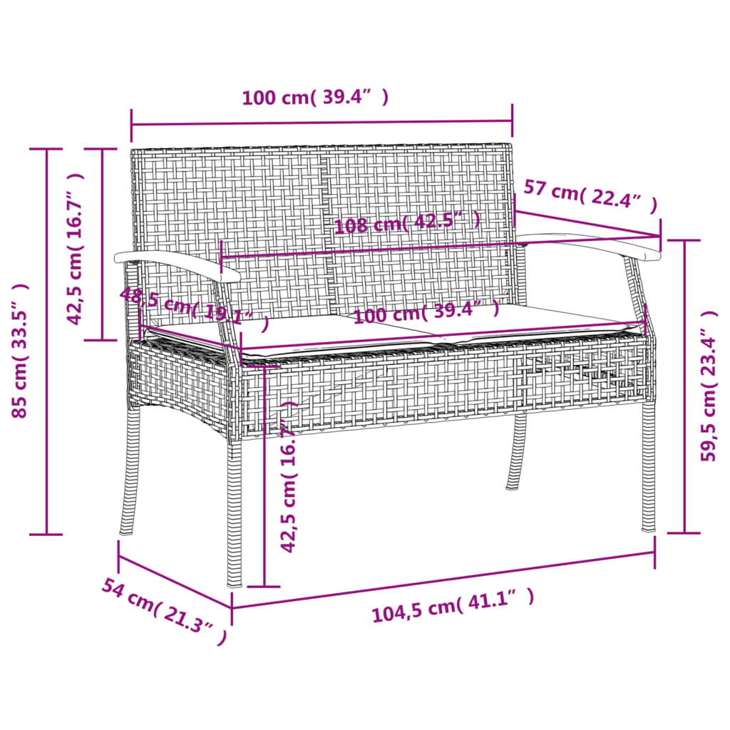 3 Piece Garden Dining Set with Cushions Black Poly Rattan