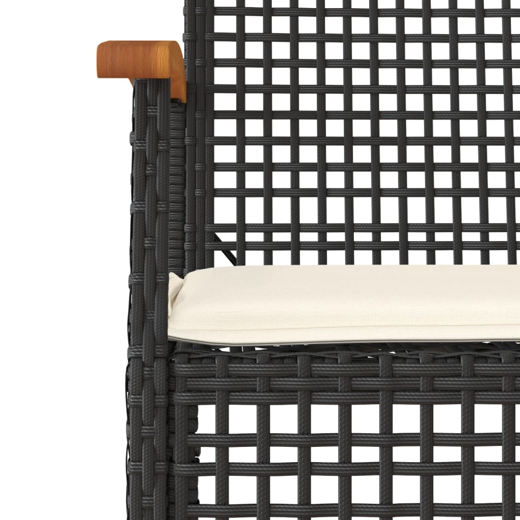 4 Piece Garden Dining Set with Cushions Black Poly Rattan