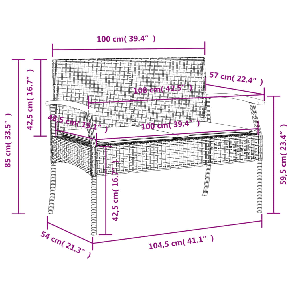 4 Piece Garden Dining Set with Cushions Black Poly Rattan