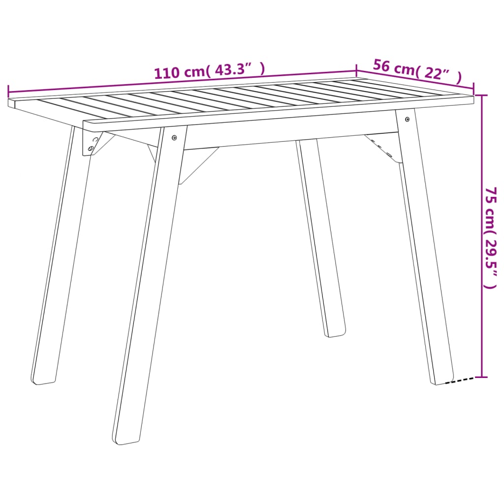 3 Piece Garden Dining Set Solid Wood Acacia