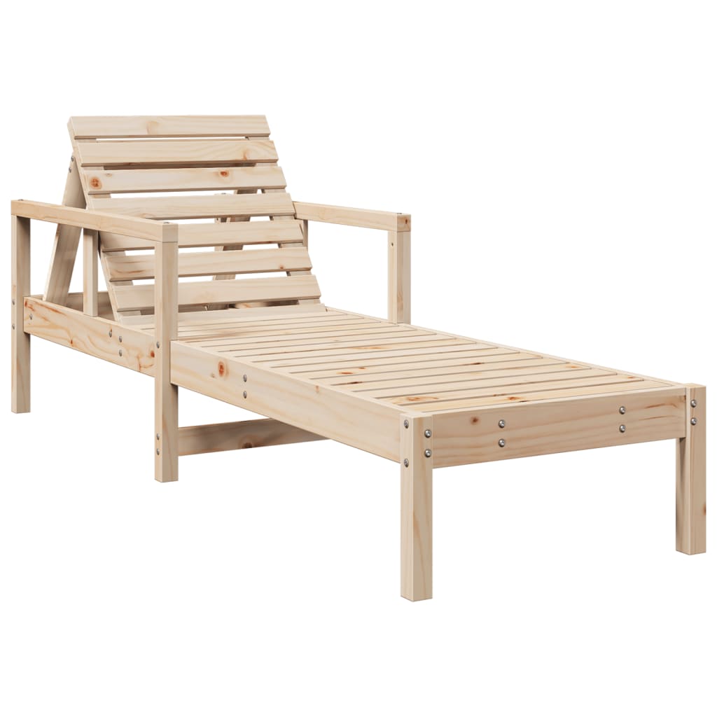 Sun Lounger 199.5x62x55 cm Solid Wood Pine