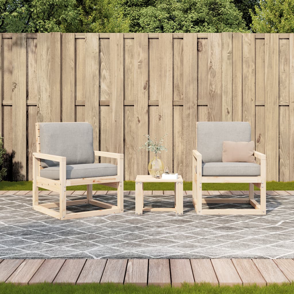 3 Piece Garden Lounge Set Solid Wood Pine