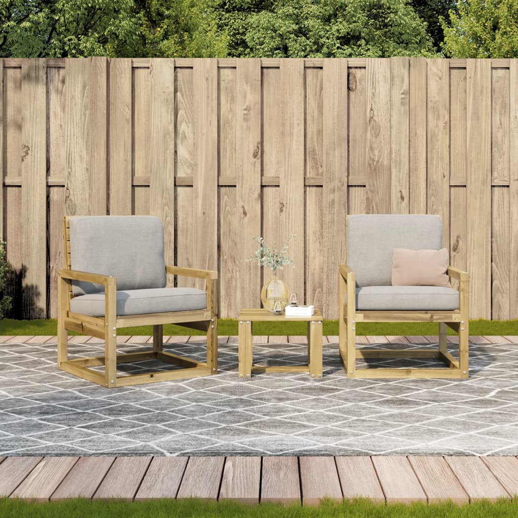 3 Piece Garden Lounge Set Impregnated Wood Pine